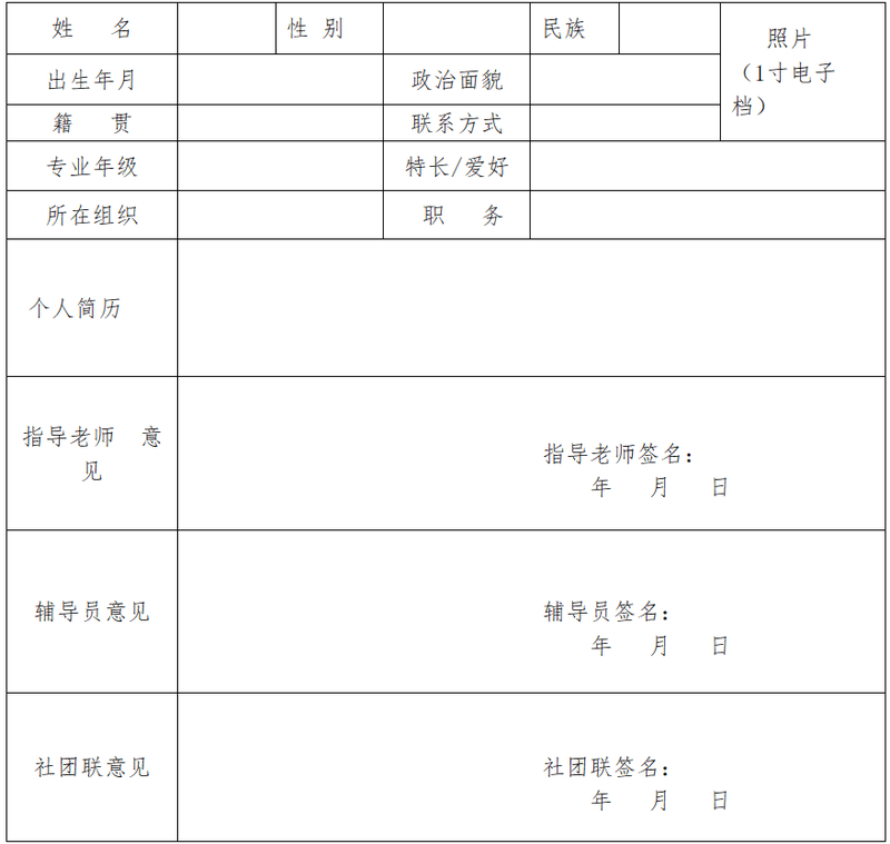 贵州民族大学新葡萄科技学院“优秀学生社团干部”推荐表